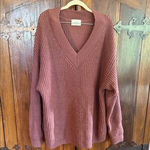 Wilfred V-Neck Ribbed Sweater - Rosewood